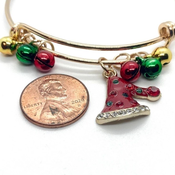 CHRISTMAS Hat Expandable Bangle Charm Bracelet - Picture 5 of 6